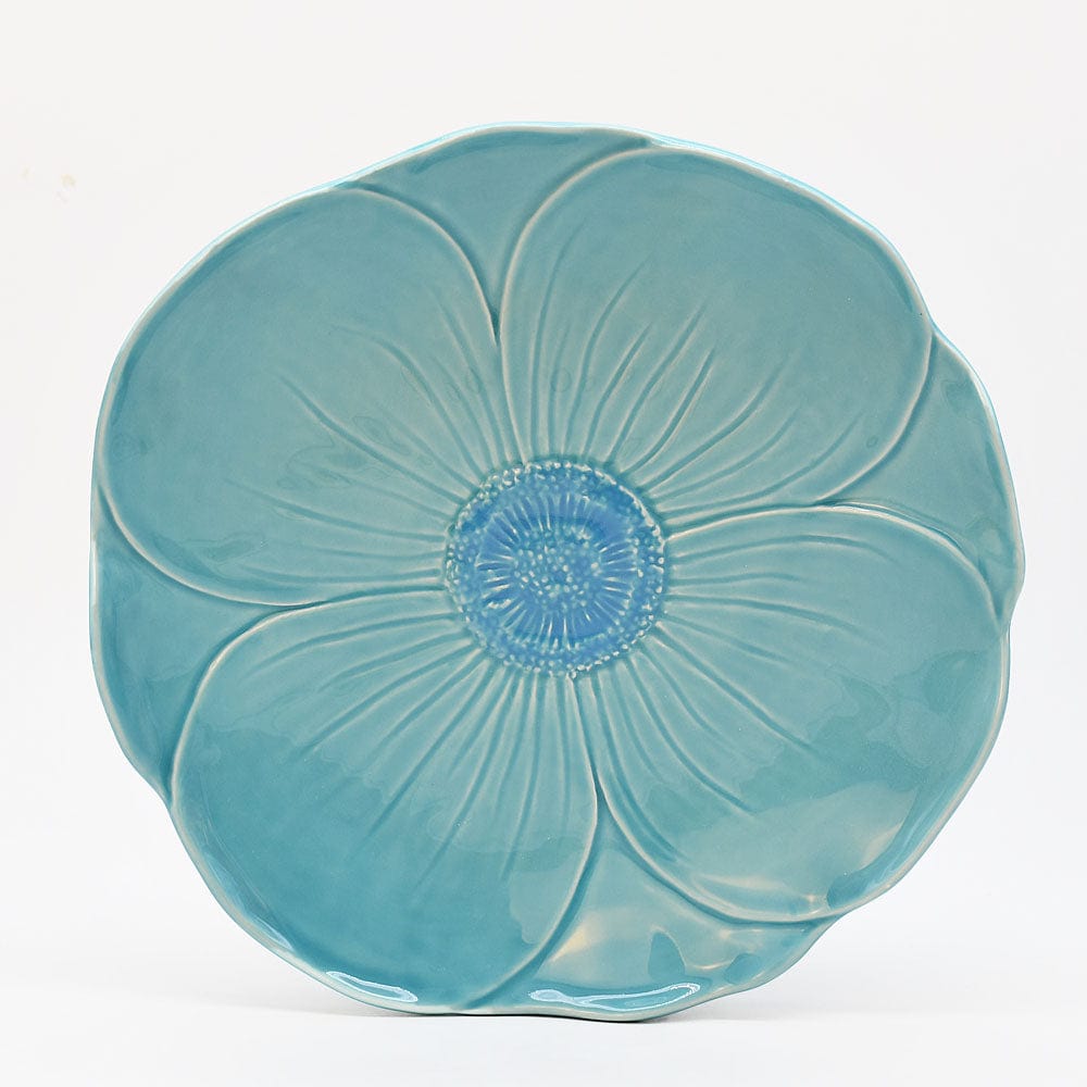 Assiette turquoise en forme de fleur Assiette en céramique "Papoila" 27cm - Turquoise