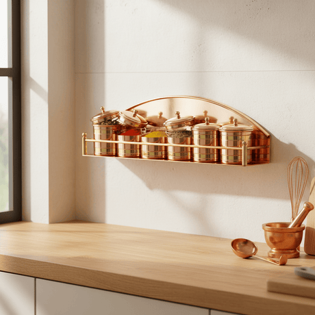 Authentique étagère à épices en cuivre Etagère à épices en cuivre