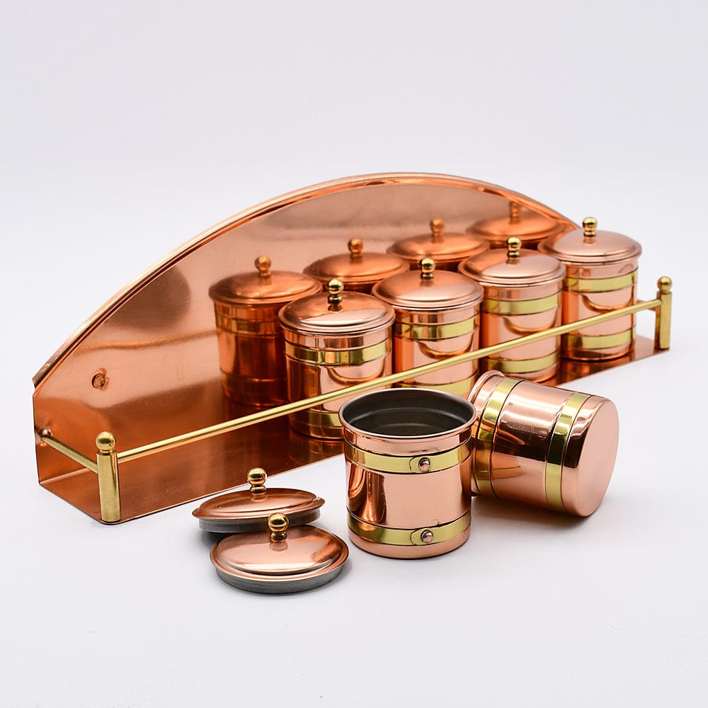 Authentique pot à lait en cuivre portugais Etagère à épices en cuivre