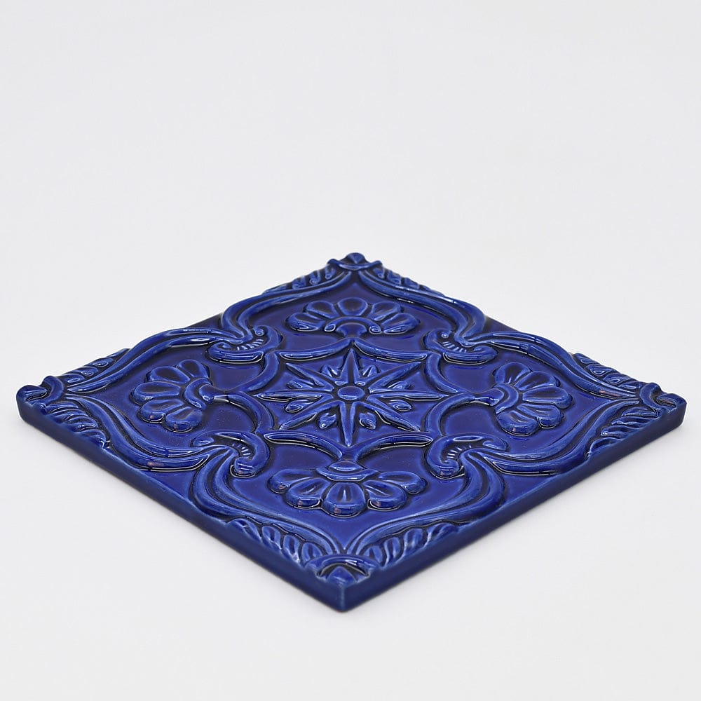Azulejo à relief bleu cobalt du Portugal Azulejo Padrão à relief