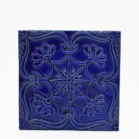 Azulejo à relief bleu cobalt du Portugal Azulejo Padrão à relief