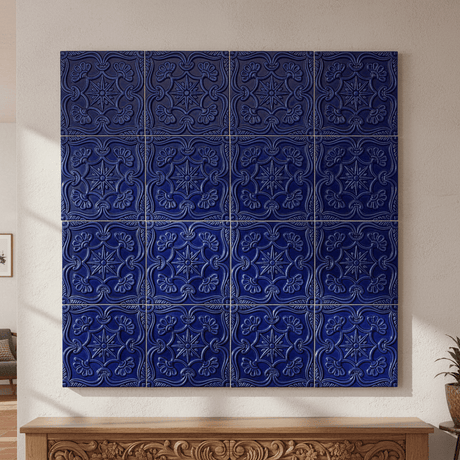 Azulejo à relief bleu cobalt du Portugal Azulejo Padrão à relief