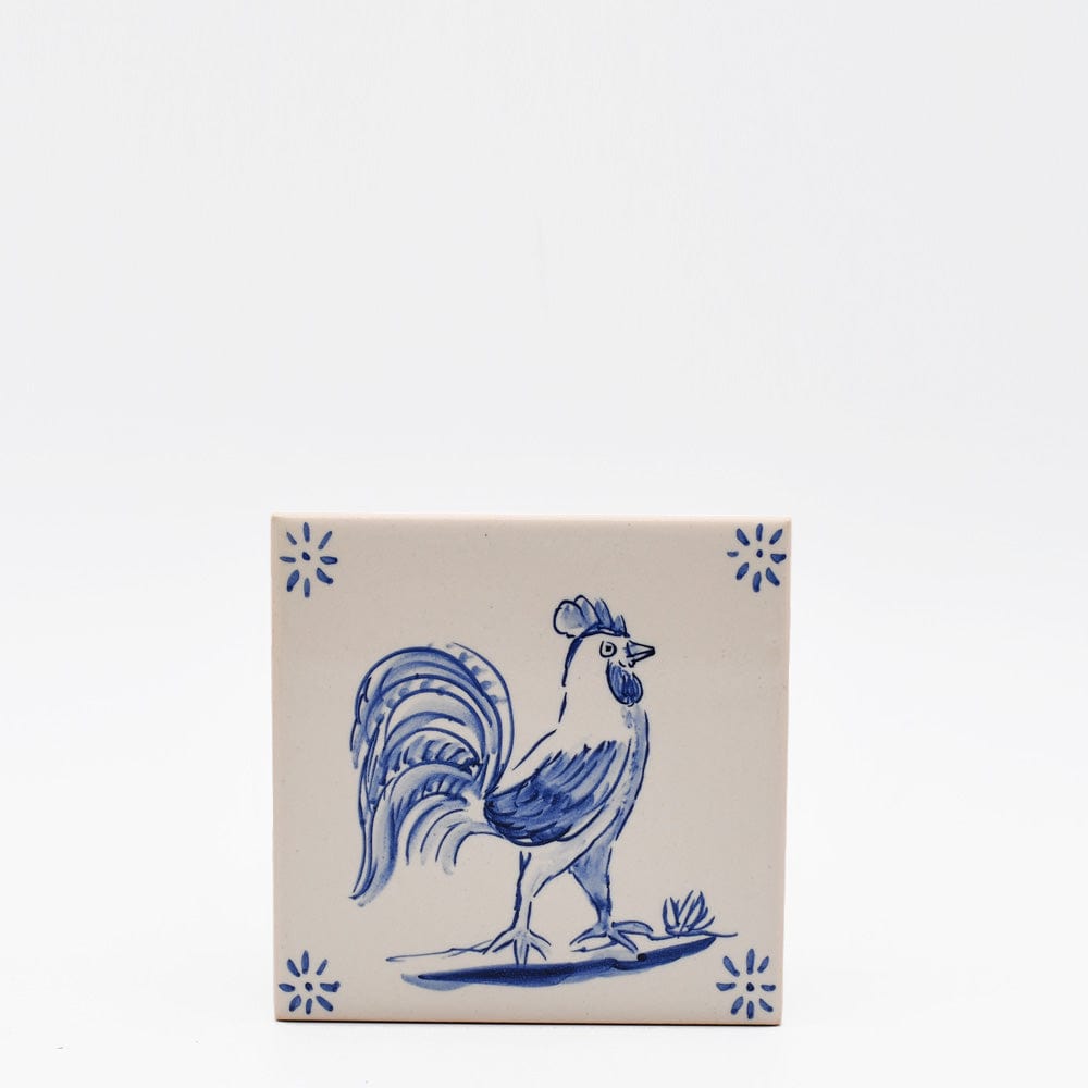 Azulejo portugais I Carreau de faience représentant un coq Azulejo 11x11cm - Galo