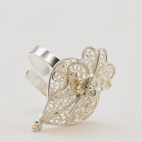 Bague coeur de Viana en filigrane d'argent I Vente en ligne Coração de Viana I Bague en argent