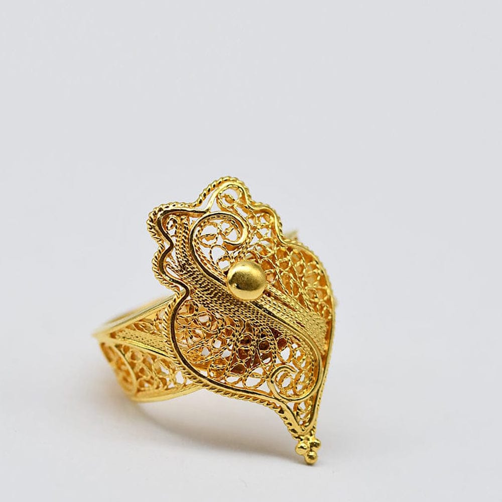 Bague d'orteil en or jaune 14 carats avec coeurs en relief, taille