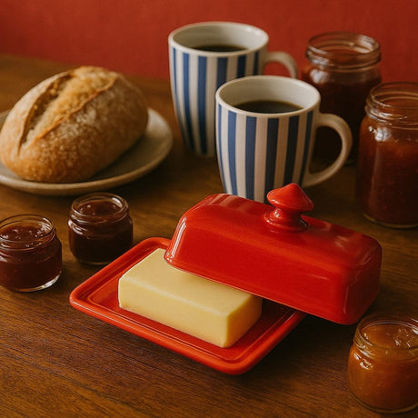 Beurrier rouge en céramique portugaise Beurrier en céramique - Rouge