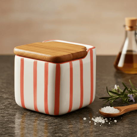 Boite de rangement de cuisine rayée rouge et blanc Boite de cuisine rayée "Costa Nova Mar" - Rouge