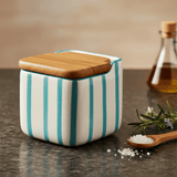 Boite de rangement de cuisine rayée turquoise et blanc Boite de cuisine rayée "Costa Nova Mar" - Turquoise