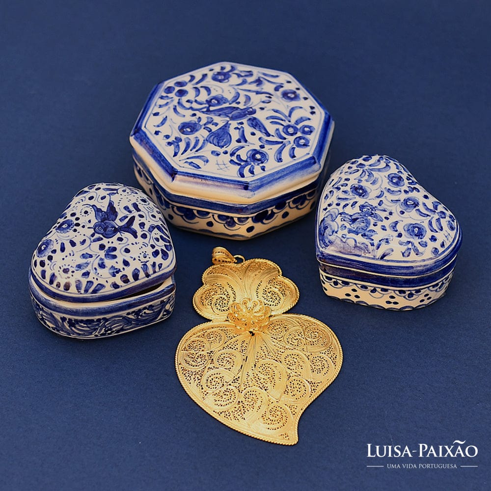 Boite en céramique de Coimbra en forme de coeur