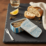 Boite en céramique rayée turquoise Boite à sardines en céramique rayée - Turquoise