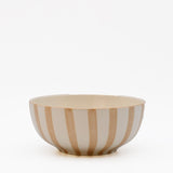 Bol à céréales en céramique portugaise rayé moka et blanc Bol à céréales rayé "Costa Nova Mar" 16cm - Moka