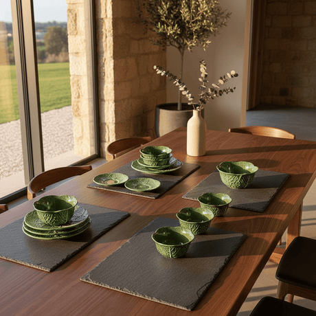 Bol et assiette en forme de chou I Vaisselle portugaise Bol et assiette en céramique en forme de chou