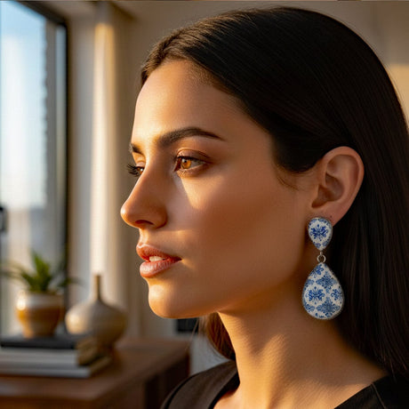 Boucles d'oreille aux motifs azulejos I Bijoux fantaisie portugais Boucles d'oreilles "Azulejos"