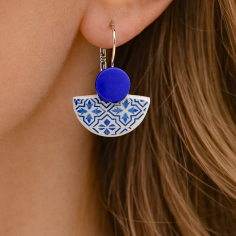 Boucles d'oreille aux motifs azulejos I Bijoux fantaisie portugais Boucles d'oreilles "Azulejos"