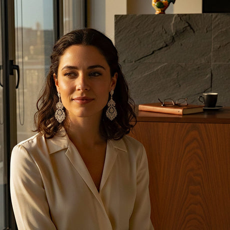 Boucles d'oreille de la Princesse en argent I Bijoux portugais Brincos À Princesa I Boucles d'oreille en argent - 5.5cm