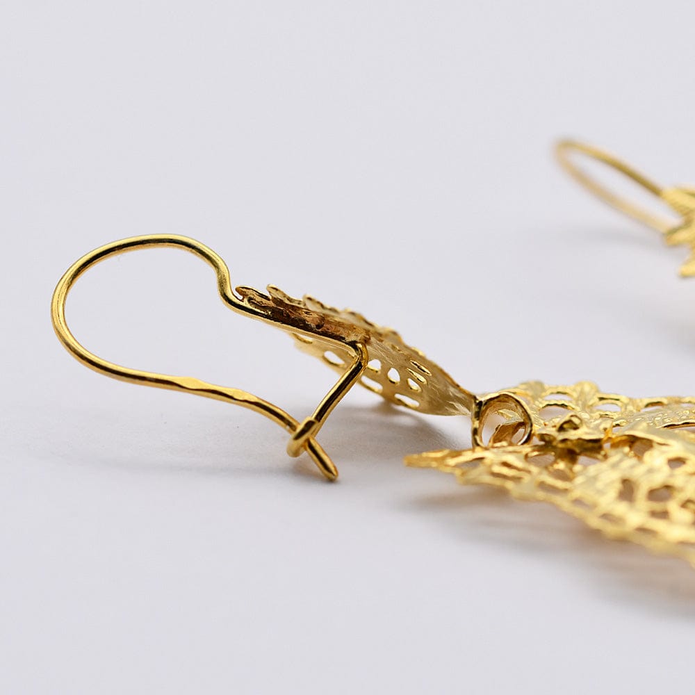 Boucles d'oreille de la Reine en argent 5cm I Bijoux portugais Brincos À Rainha I Boucles d'oreille en argent doré - 4.5cm