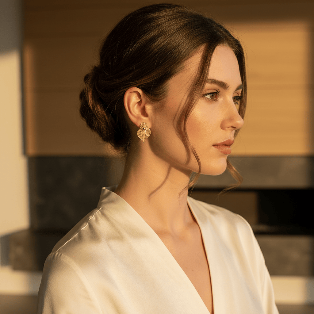 Boucles d'oreille en filigrane d'argent doré Coeur de Viana Coração de Viana I Boucles d'oreille en argent doré - 3cm