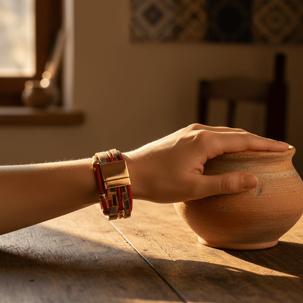 Bracelet en liège 4 lanières – Artisanal portugais vegan Bracelet en liège 4 lanières