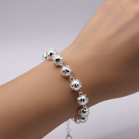 Bracelet portugais en perles d'argent massif Conta de Viana I Bracelet en argent