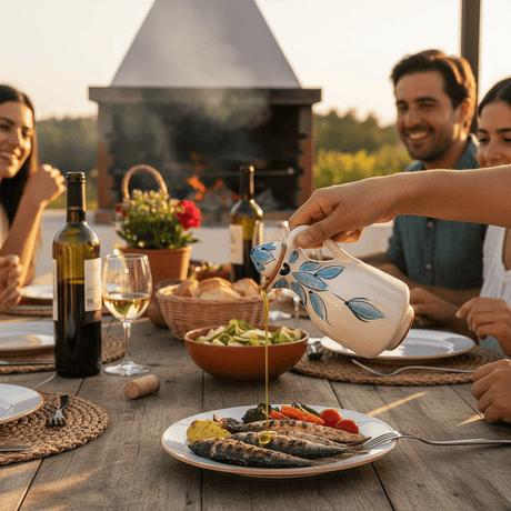 Carafe à huile en terre cuite Turquoise Carafe à huile en terre cuite- Turquoise