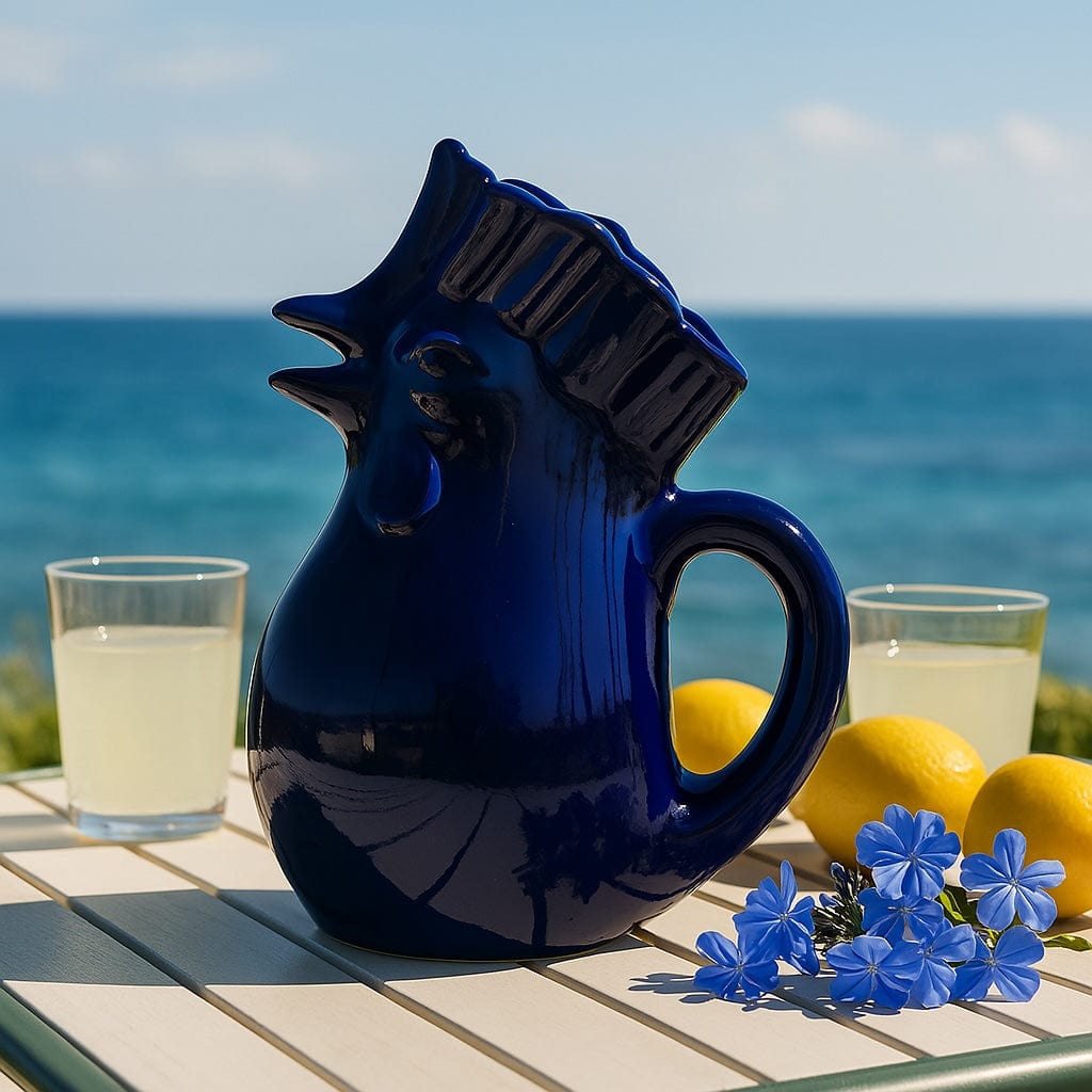 Carafe bleue en céramique en forme de coq Carafe en céramique en forme de coq - Bleue