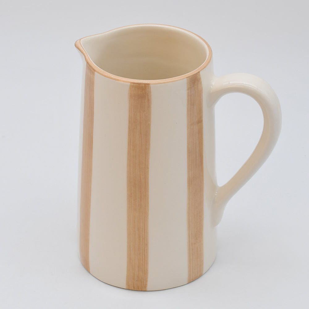 Carafe rayée en céramique Moka et blanc Carafe rayée "Costa Nova Mar" - Moka