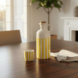 Carafe rayée jaune et blanche avec bouchon en liège Carafe à huile rayée "Costa Nova Mar" 18cm - Jaune