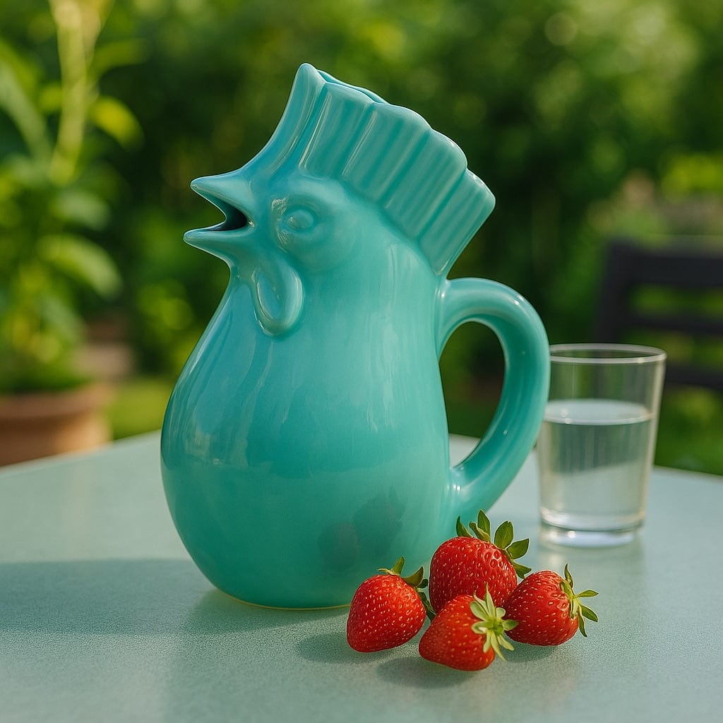 Carafe turquoise en céramique en forme de coq Carafe en céramique en forme de coq - Turquoise