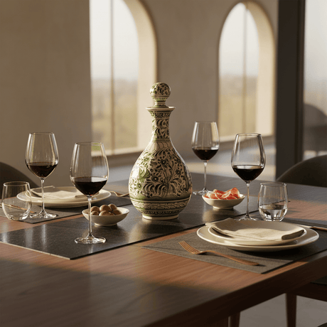 Carafe verte en céramique de Coimbra peinte à la main Carafe en céramique de Coimbra