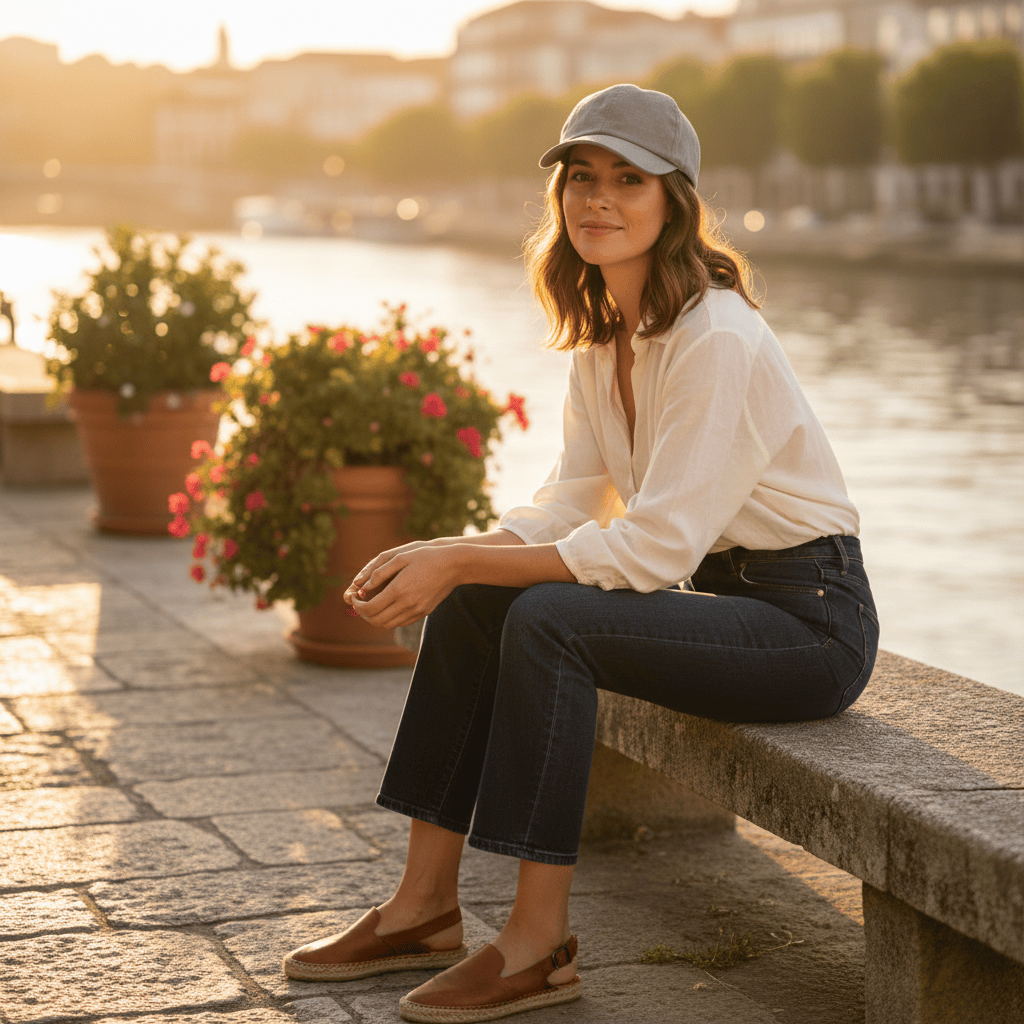 Casquette Gavroche en lin Bleu Denim Casquette en lin - Grise