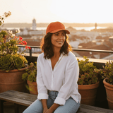 Casquette Gavroche en lin Bleu Denim Casquette en lin - Orange