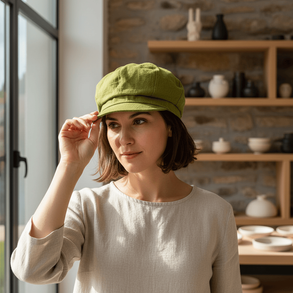 Casquette Gavroche en lin Vert Pistache Gavroche en lin - Vert Pistache