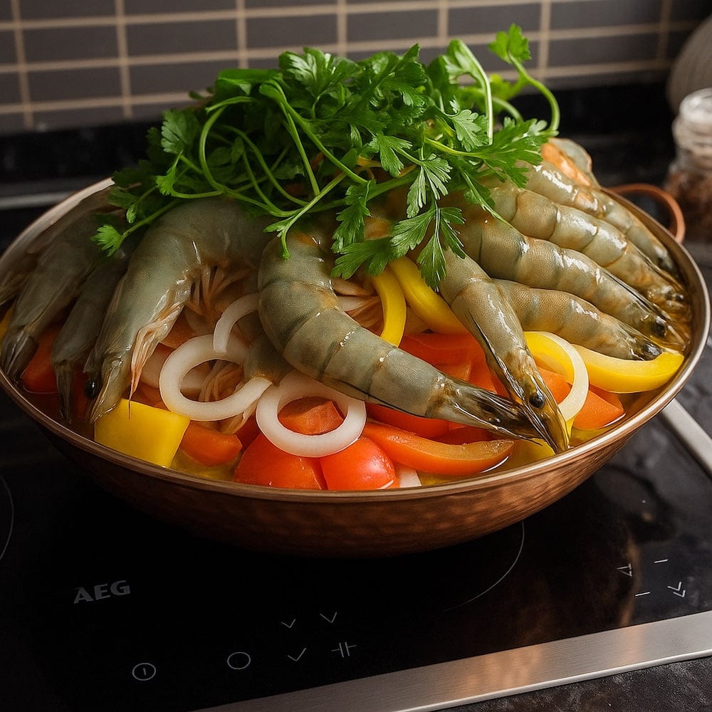 Cataplana portugaise en cuivre  Cataplana en cuivre 5 à 6 couverts - 30cm