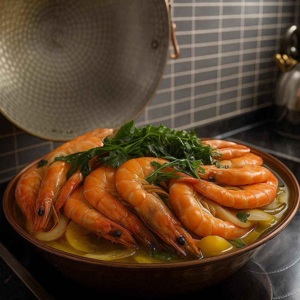 Cataplana portugaise en cuivre  Cataplana en cuivre 5 à 6 couverts - 30cm