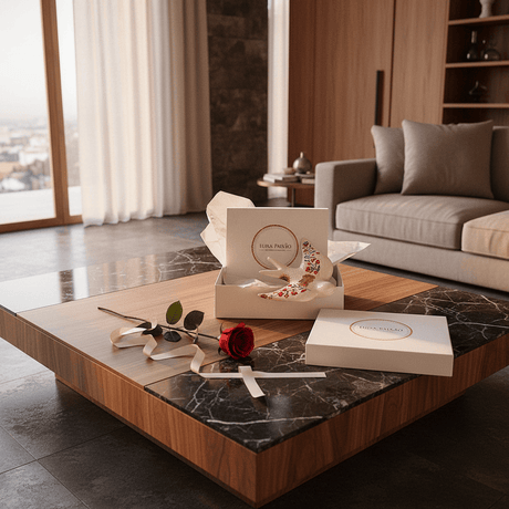 céramique avec des motifs namorados, dans sa boîte cadeau Luisa Paixão.  Coffret hirondelle "Namorados"