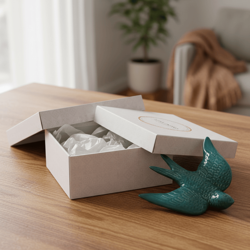 Coffret cadeau hirondelle en céramique verte Coffret hirondelle - Vert