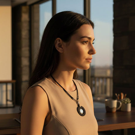 Collier coulissant en liège et métal martelé - Elégant et artisanal Collier coulissant en liège et métal martelé