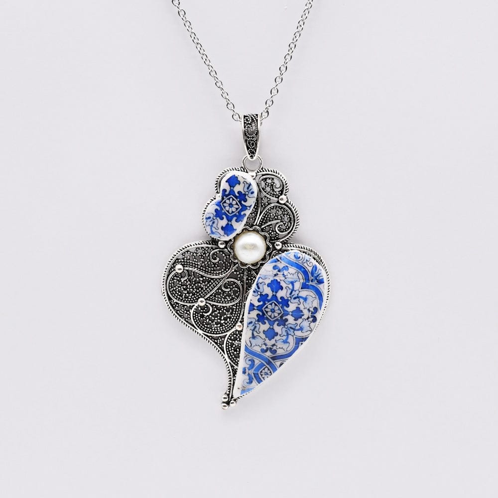 Collier en verre Marinha Grande I Bijoux fantaisie portugais Collier "Coração de Viana"