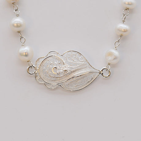 Collier Perles & Coração de Viana en Filigrane argent – Bijou Portugais d’Exception Coração de Viana I Collier de perles et Coração de Viana