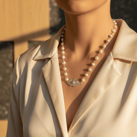 Collier Perles & Coração de Viana en Filigrane argent – Bijou Portugais d’Exception Coração de Viana I Collier de perles et Coração de Viana