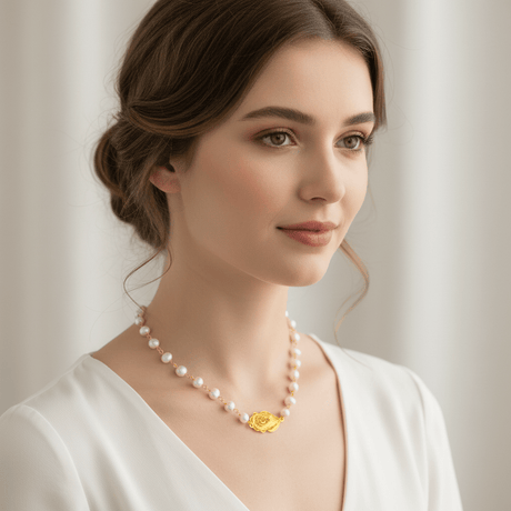 Collier Perles & Coração de Viana en Filigrane doré – Bijou Portugais d’Exception Coração de Viana I Collier de perles et Coração de Viana