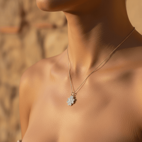 Collier Trèfle porte bonheur en argent I Collier portugais Trevo I Collier en argent