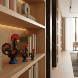 Coq du Portugal traditionnel blanc Coq de Barcelos traditionnel en céramique - Noir