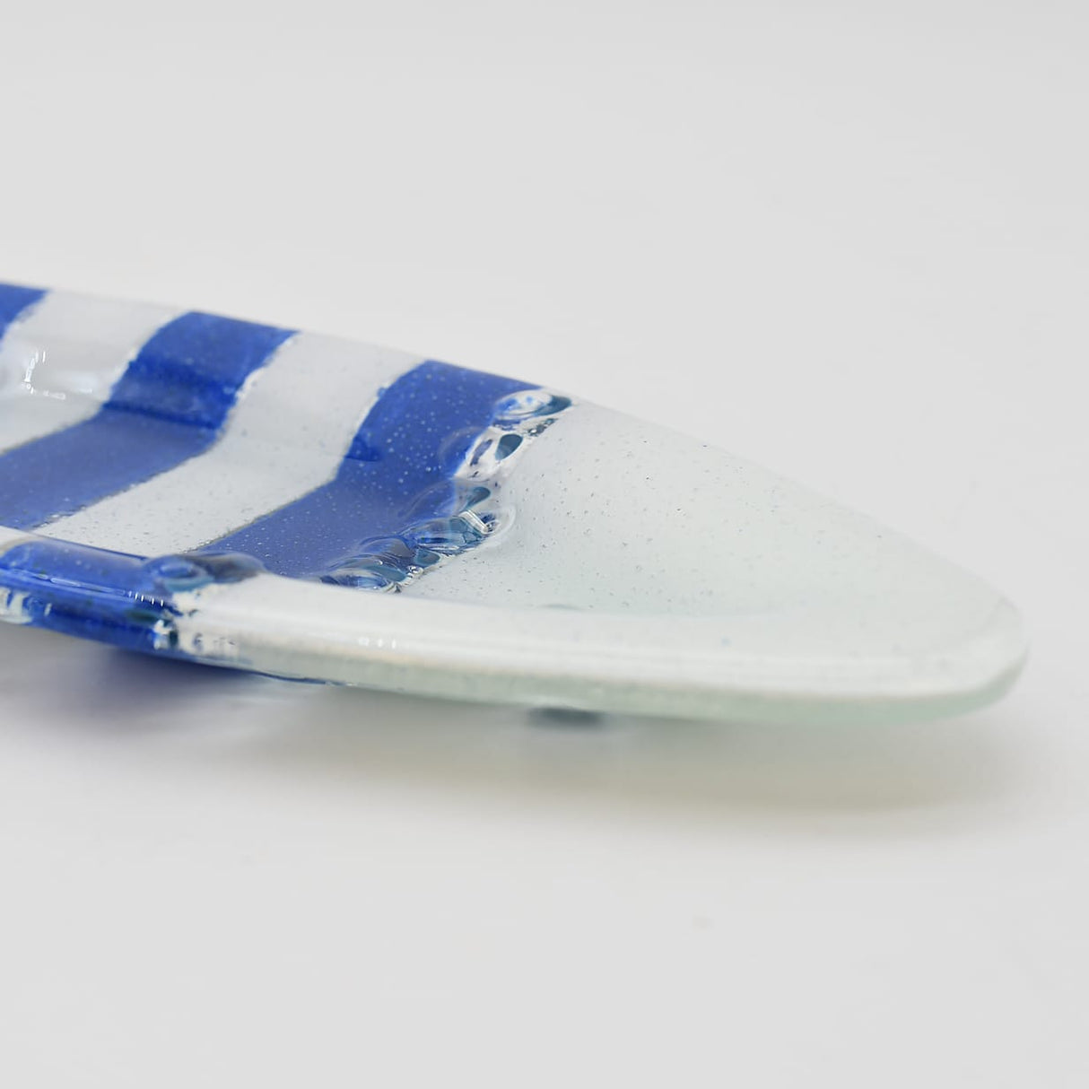 Coupe à olive verre fusionné bleu blanc rayé – apéritif portugais Coupe à olive en verre - Bleu