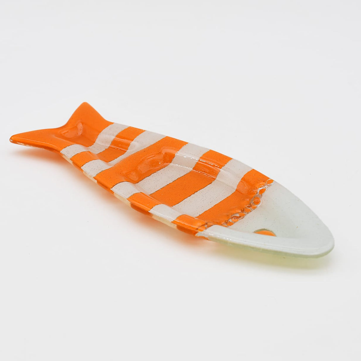 Coupe à olive verre fusionné orange blanc rayé – apéritif portugais Coupe à olive en verre - Orange