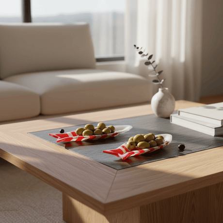 Coupe à olive verre fusionné rouge blanc rayé – apéritif portugais Coupe à olive en verre - Rouge