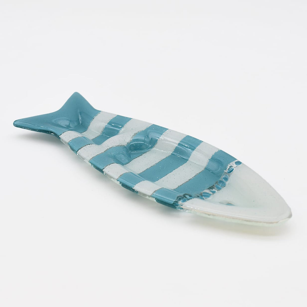 Coupe à olive verre fusionné turquoise blanc rayé – apéritif portugais Coupe à olive en verre - Turquoise