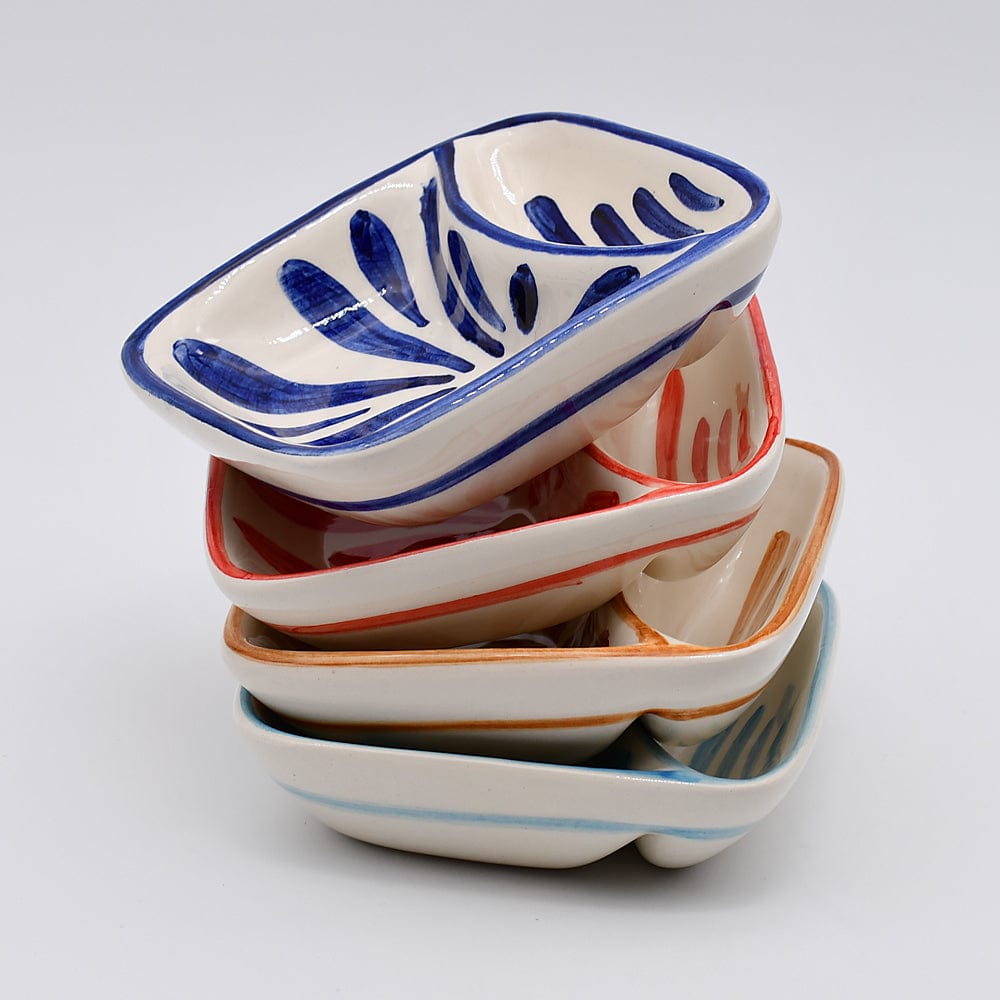 Coupe en céramique rouge en forme d'hippocampe Coupe à olives en céramique "Andorinha" - Bleue
