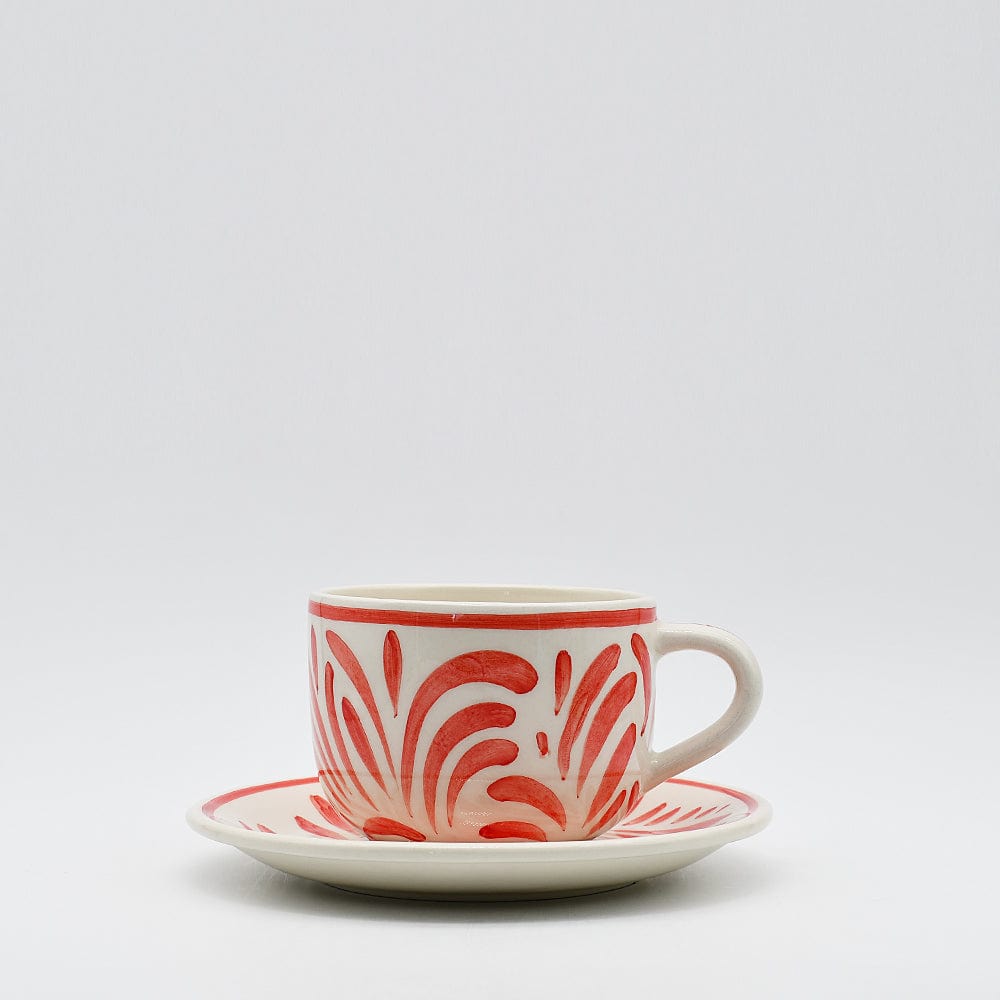 Coupe en céramique rouge en forme d'hippocampe Grande tasse et sous-tasse en céramique "Andorinha" - Rouge