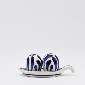 Coupe en céramique rouge en forme d'hippocampe Salière & poivrière en céramique "Andorinha" - Bleue